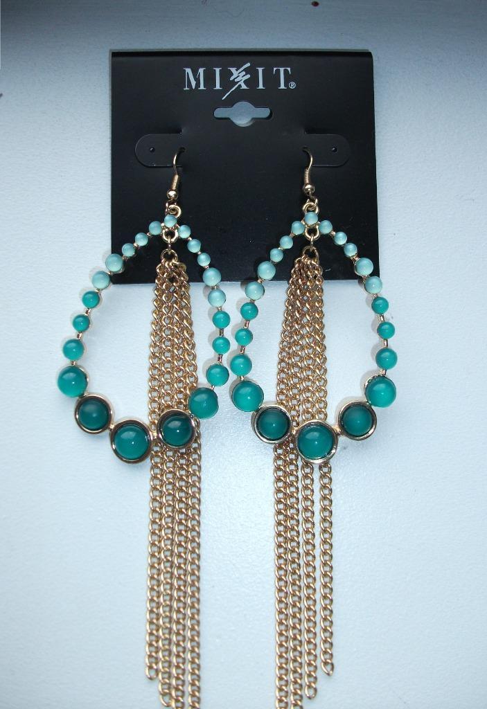 Mixit groene druppel kettinkjes hang oorbellen, Sieraden, Tassen en Uiterlijk, Oorbellen, Nieuw, Hangers, Overige materialen, Goud