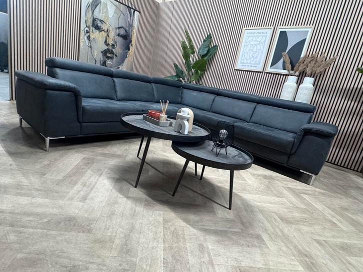 Moderne Industriële Hoekbank Microleer - Antraciet - 275x275, Huis en Inrichting, Banken | Bankstellen, Zo goed als nieuw, Hoekbank