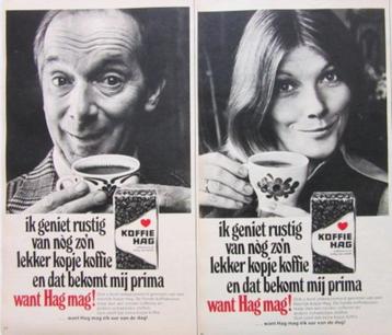 7 vintage advertenties reclames Koffie HAG 1975-76 beschikbaar voor biedingen