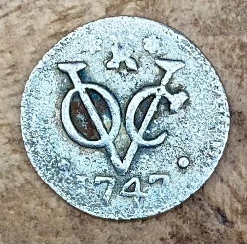 Verzilverde VOC duit Zeeland 1747, Postzegels en Munten, Munten | Nederland, Losse munt, Overige waardes, Vóór koninkrijk, Ophalen