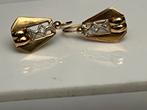 Art Deco gouden oorbellen Diamant, Sieraden, Tassen en Uiterlijk, Oorbellen, Hangers, Verzenden, Zo goed als nieuw, Met edelsteen