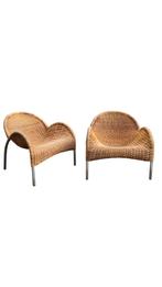 Italiaans design rotan fauteuils Bonacini, Gebruikt, Ophalen of Verzenden