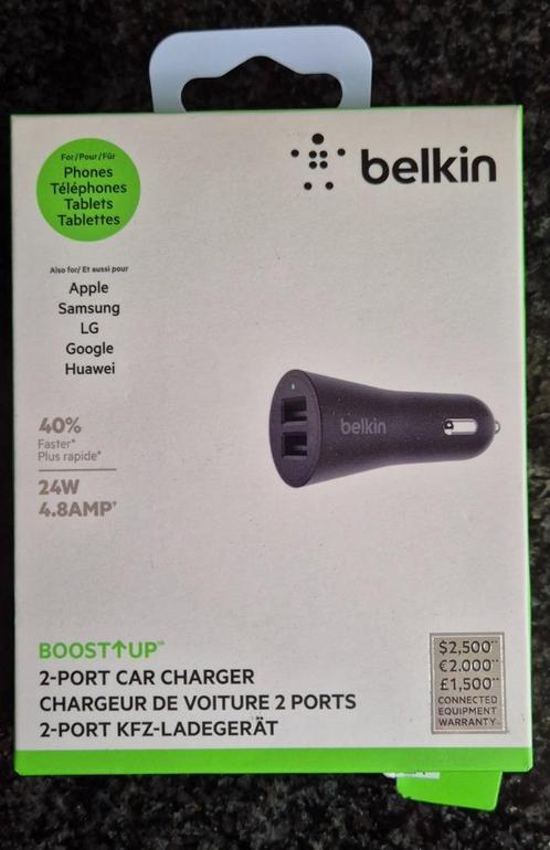 Belkin 4.8 Amp/24W Dual USB Car Charger, Telecommunicatie, Autoladers, Nieuw, Ophalen of Verzenden