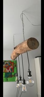 Boomstam lamp, Huis en Inrichting, Lampen | Hanglampen, Ophalen, Zo goed als nieuw, Hout, Minder dan 50 cm