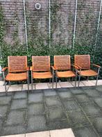 4 Alexander Rose design tuinstoelen .Teak hout met RVS frame, Tuin en Terras, Ophalen, Gebruikt, Hout