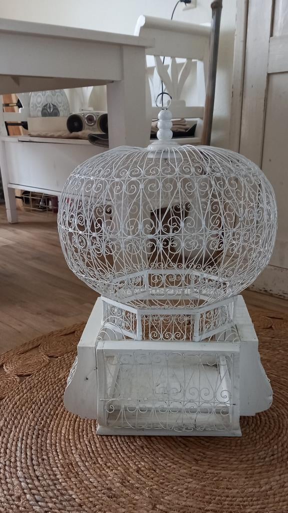 Brocante witte vogelkooi, Ophalen of Verzenden