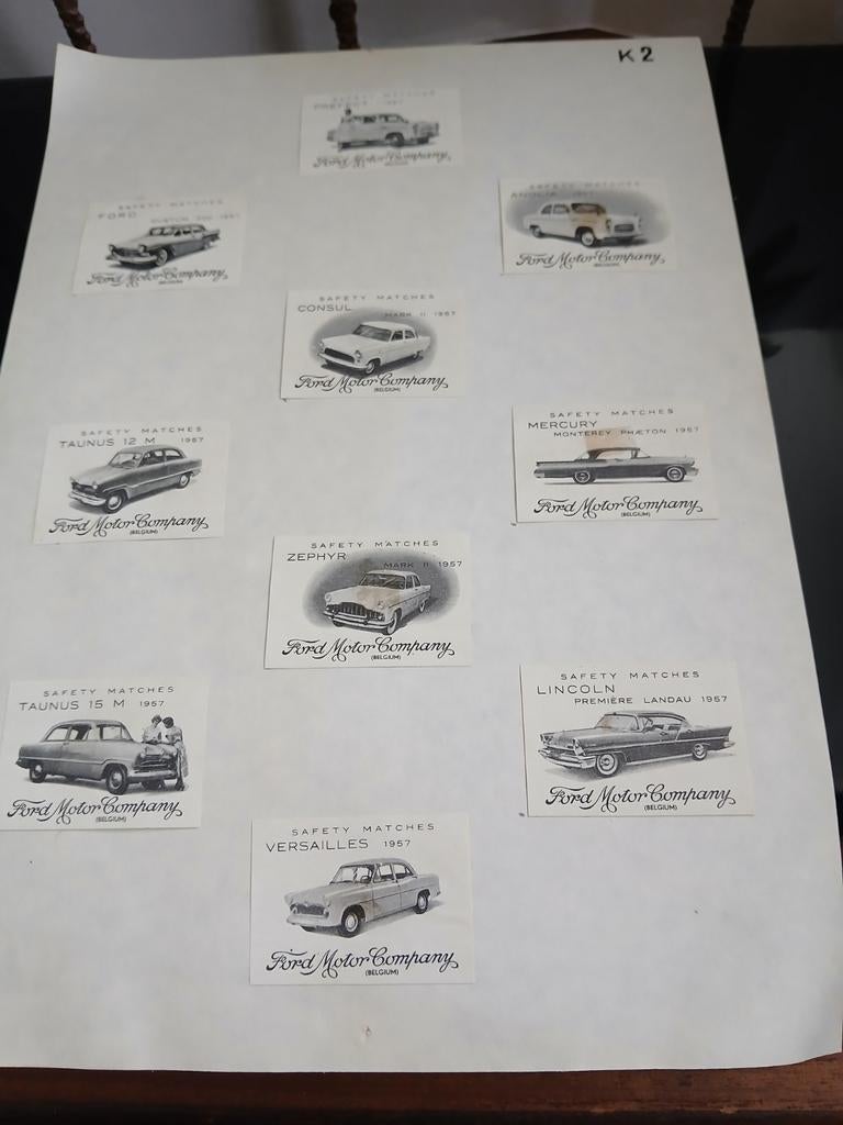 Luciferdoosje etiketten  Ford Belgium. Safety Matches, Ophalen of Verzenden, Gebruikt, Sigarenbandjes