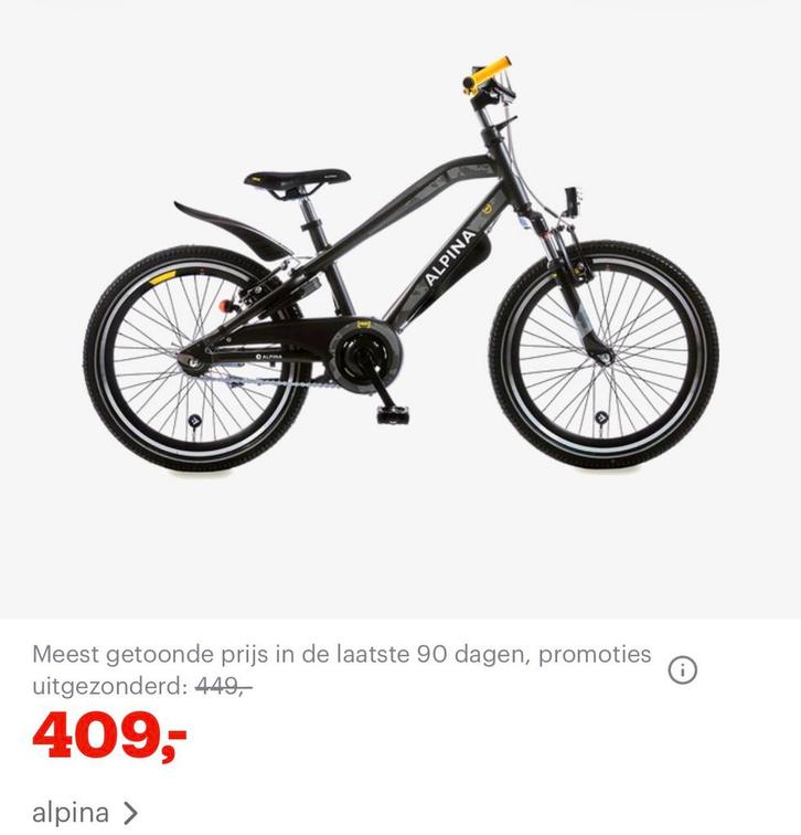 Alpina Mountainbike - 18 inch, Fietsen en Brommers, Fietsen | Jongens, Gebruikt, 18 inch, Handrem, Ophalen of Verzenden