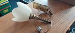 Vintage wandlamp met glazen kap - messing, Ophalen, Gebruikt, Glas, Vintage, Klassiek