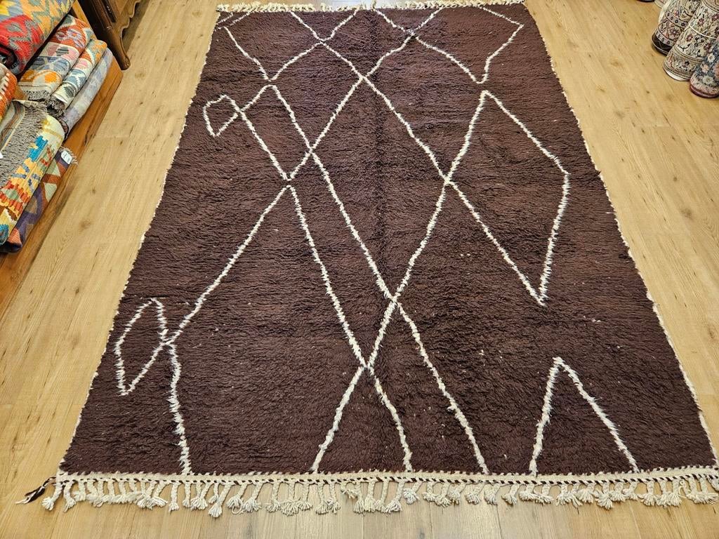 Handgeknoopt oosters tapijt berber Beni Mrirt 283x198, Info@SlatsAntiek.nl, Bruin, 150 tot 200 cm, Vof Slats Antiek