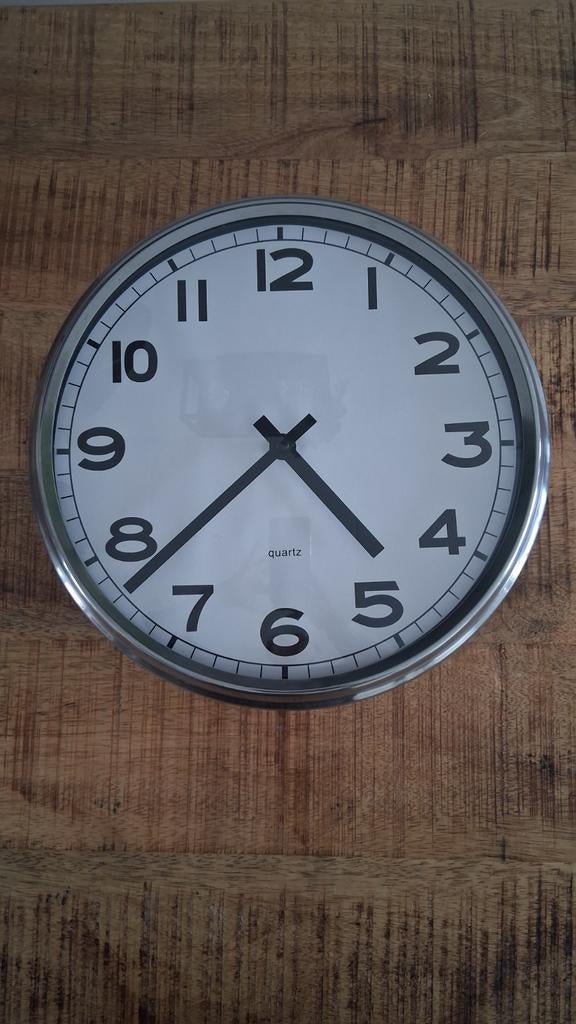 Ikea Pugg geruisloze rvs wandklok € 7, Ophalen of Verzenden, Gebruikt, Analoog, Wandklok