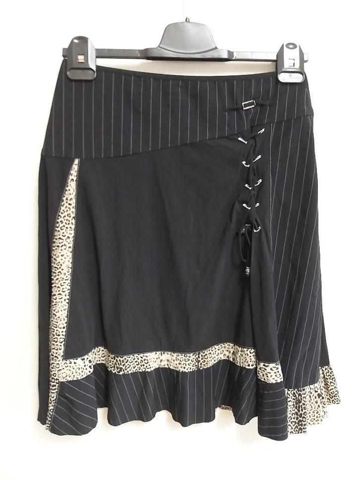 R39 - Zwarte Indies polyamide rok maat 1 = S (1), Kleding | Dames, Rokken, Zo goed als nieuw, Zwart, Boven de knie, Ophalen of Verzenden