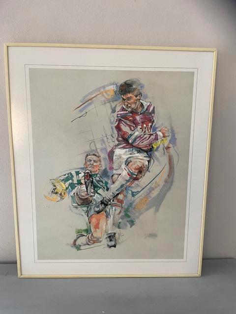 Sport aquarel Twan Vorstenbosch. Voetbal / voetballer., Antiek en Kunst, Kunst | Overige Kunst, Ophalen