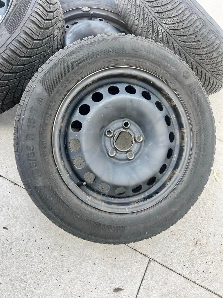 Autowiel met winterbanden 185/65 R15 T, Auto-onderdelen, Banden en Velgen, Gebruikt, 15 inch, Banden en Velgen, Personenwagen