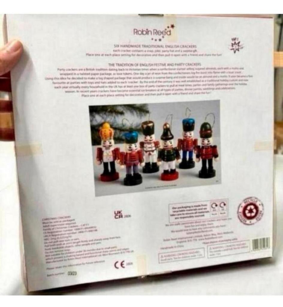 Robin Reed 6 Handmade Christmas Crackers - Kerst knalbonbon, Nieuw, Ophalen of Verzenden, H, H