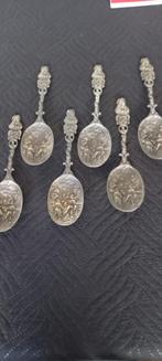 6 tinnen lepels. Afb. Tandmeester Jan Steen, Ophalen of Verzenden