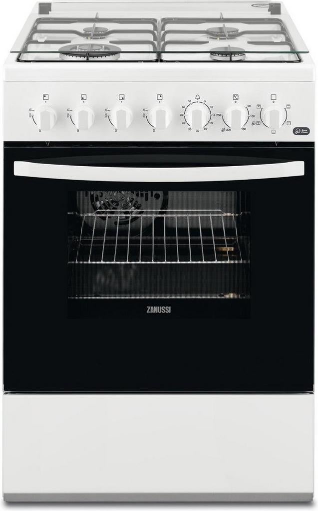 Gasfornuis met elektrische oven Zanussi ZCK652j1wa, Ophalen, 4 kookzones, Gas, Vrijstaand
