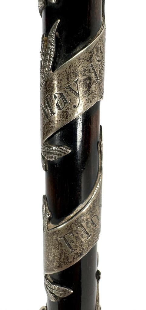 42. Dirigeerstok met zilveren beslag - "Flower Queen 1895"., Ophalen of Verzenden