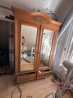 Antieke spiegelkast met houtsnijwerk en lades, Antiek en Kunst, Ophalen