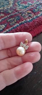 Elegante Parel Hanger met Strikje en Strass, Met strass, Overige materialen, Overige voorstellingen, Wit