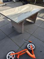 Buiten tafel met glasplaat, Tuin en Terras, Tuintafels, Ophalen of Verzenden, Gebruikt, Rechthoekig, Wicker