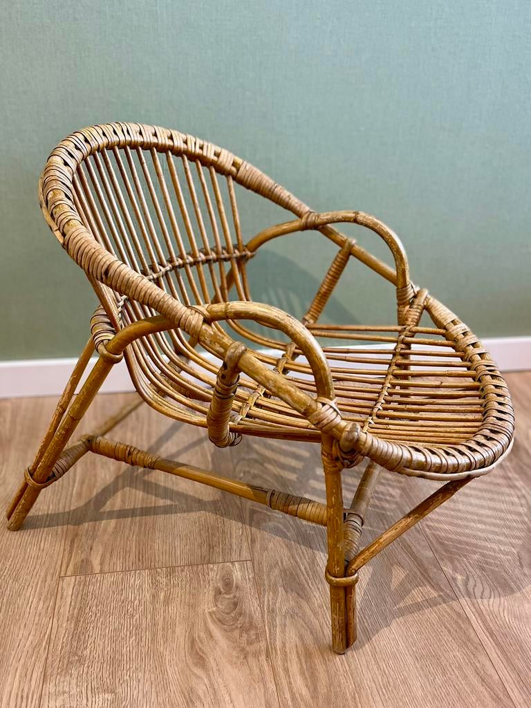 Kinderfauteuil riet/bamboo, Ophalen, Zo goed als nieuw, Stoel(en)