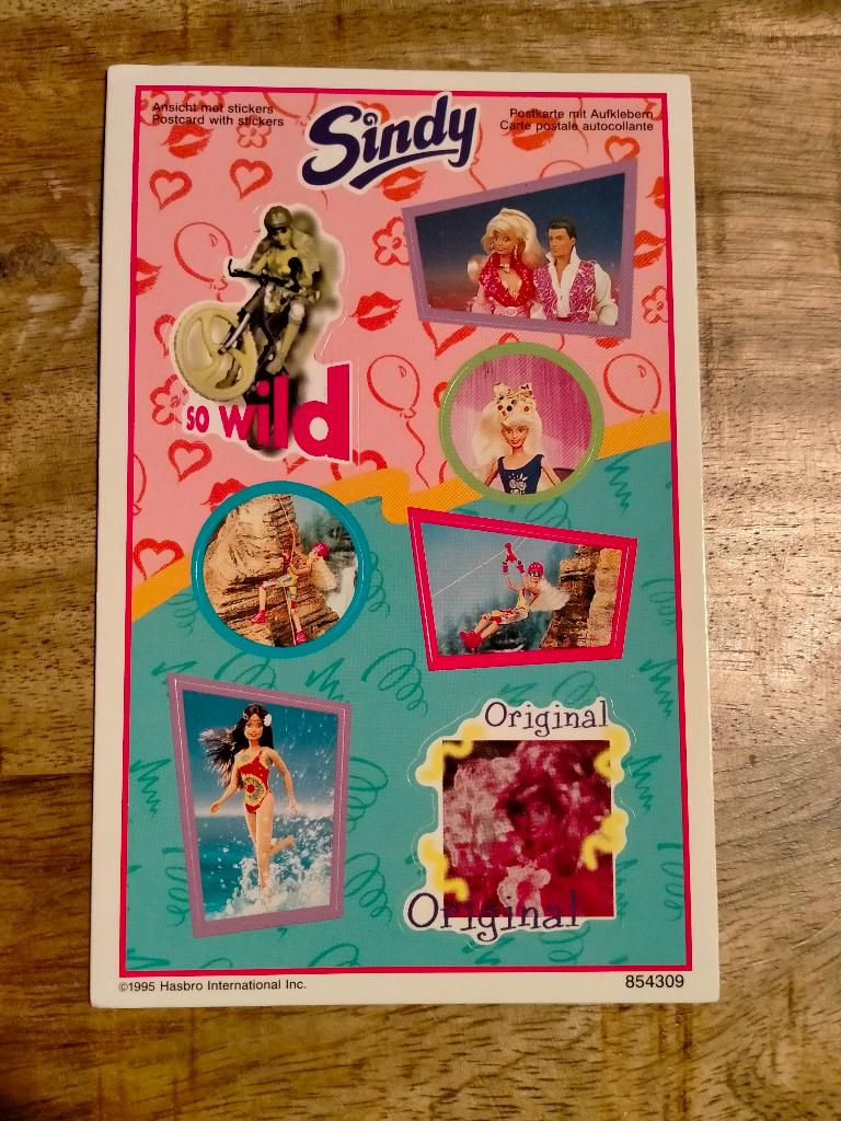 Sindy Barbie 1995 Hasbro poppen stickerkaart stickers RARE, Verzamelen, Ophalen of Verzenden, Zo goed als nieuw, Strip of Tekenfilm