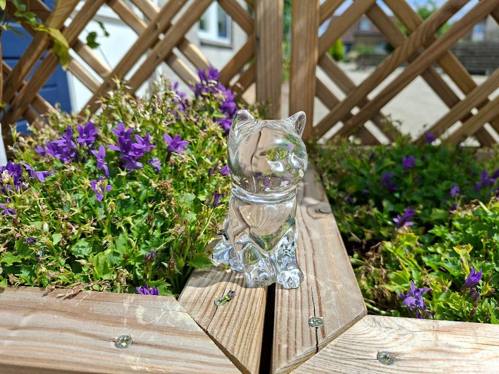 Vintage glazen poes, Verzamelen, Beelden en Beeldjes, Ophalen of Verzenden, Zo goed als nieuw, Dier