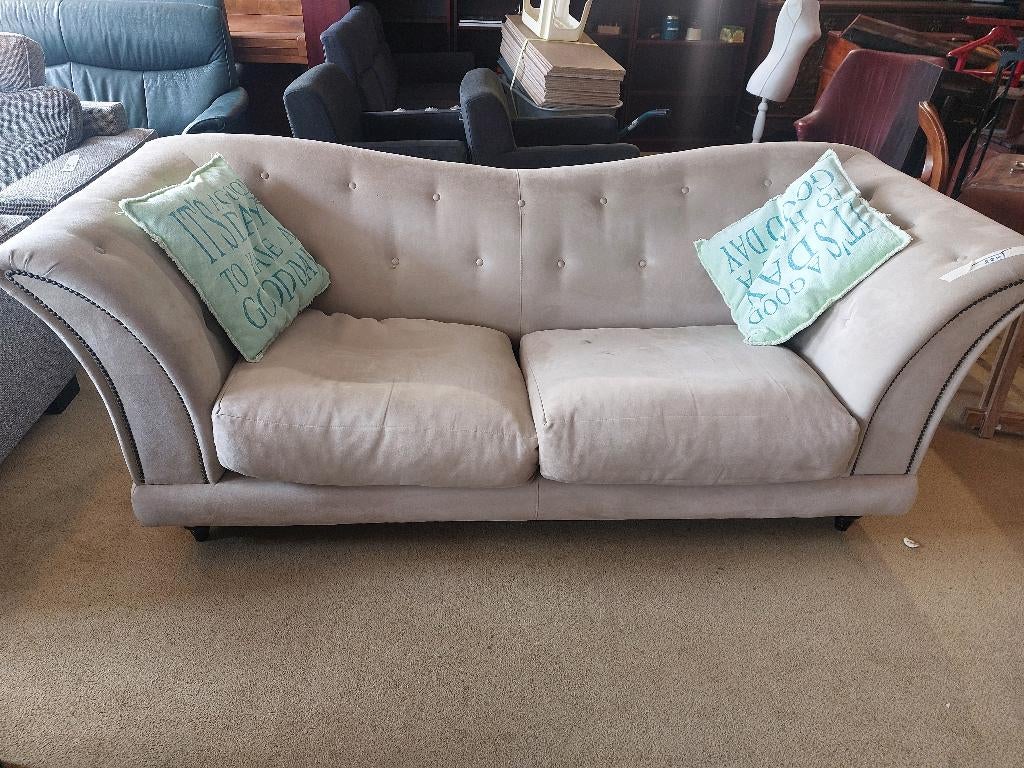 fraaie beige vintage bank ( 500951), Huis en Inrichting, Ophalen of Verzenden, Gebruikt