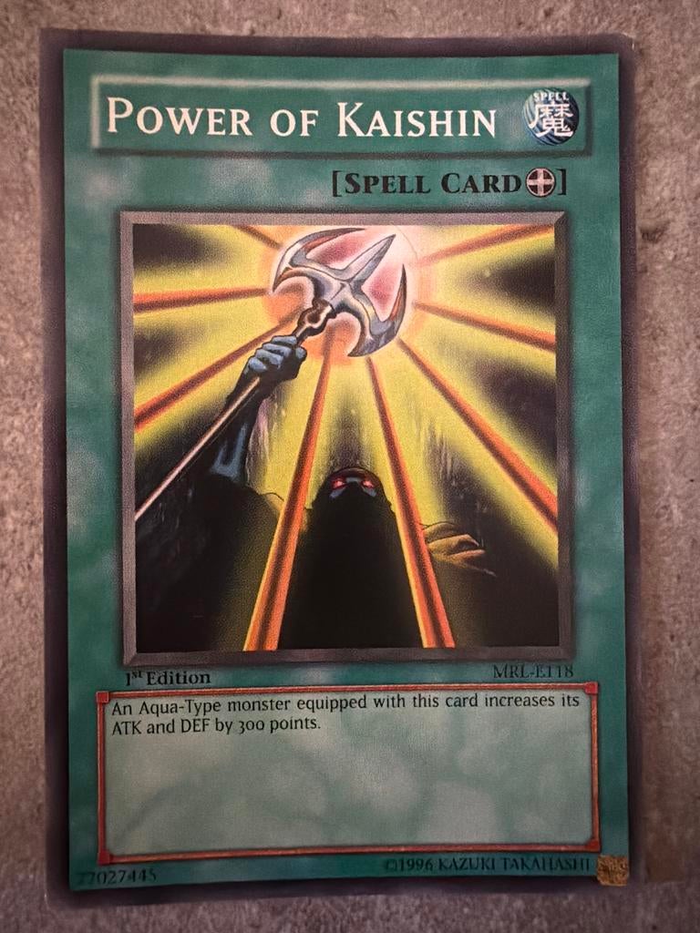 Yu-Gi-Oh! Power of Kaishin Spell Card 1st Edition MRL-E118, Ophalen of Verzenden, Zo goed als nieuw, Losse kaart