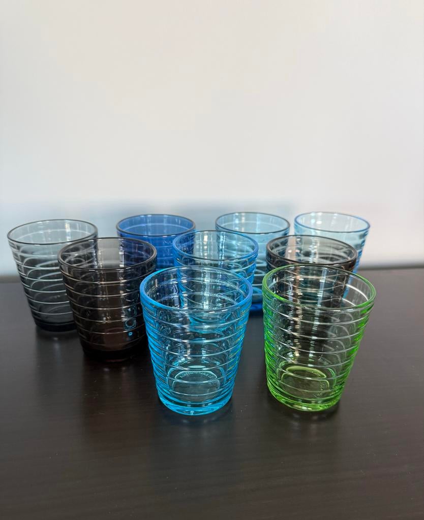 9 gekleurde Iittala glazen - Aino Aalto, Ophalen