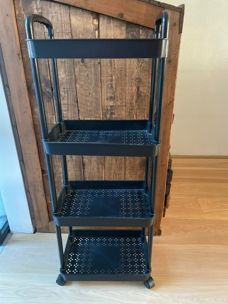 Zwart rolrek trolley met 3 bakken, Ophalen of Verzenden, Gebruikt