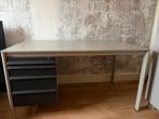 Ouderwets stalen bureau met ladenkast, Huis en Inrichting, Bureaus, Ophalen, Gebruikt