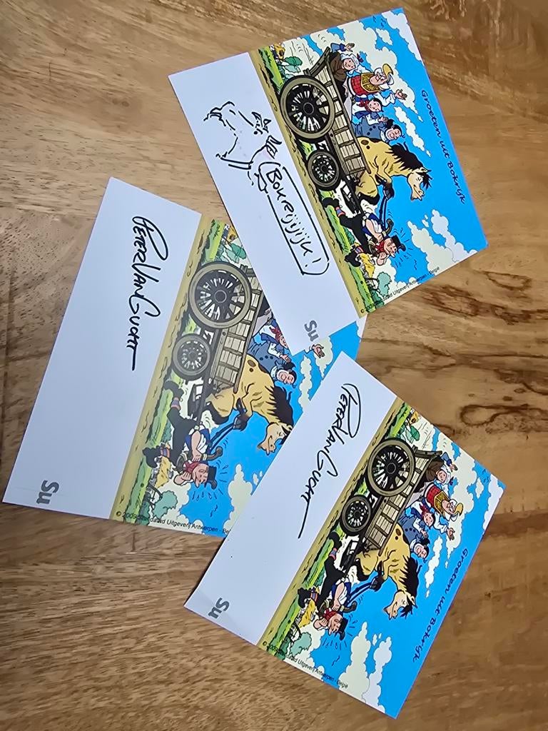 Suske en Wiske gesigneerde kaarten, Verzamelen, Stripfiguren, Ophalen of Verzenden, Suske en Wiske, Plaatje, Poster of Sticker