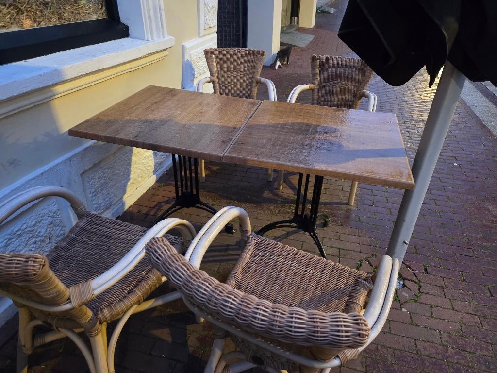 Horeca terras tafels en stoelen, Zakelijke goederen, Horeca | Meubilair en Inrichting, Ophalen of Verzenden, Gebruikt, Meubilair