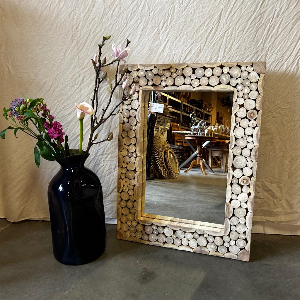 Spiegel – massief teak lijst - 80 x 60 cm - TTM Wonen