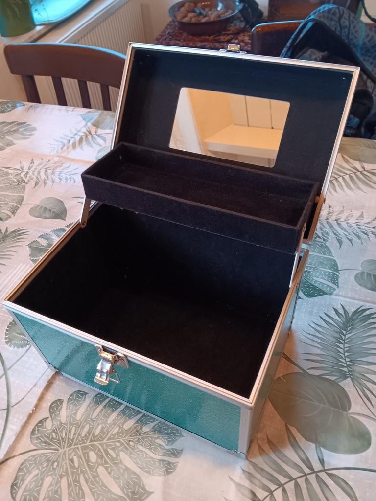 Make-up koffer blauw glitters, Blauw, Nieuw, Ophalen of Verzenden, Met spiegeltje(s)