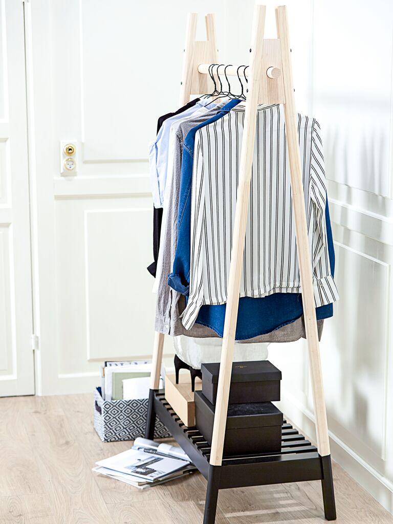 Kledingrek met schoenenrek naturel/zwart, Ophalen, Zo goed als nieuw