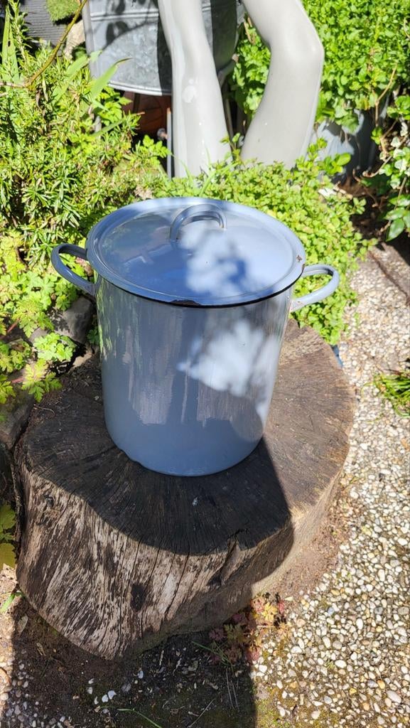 Noordwijk - Grote Grijze Emaille Kook Ketel / Soep Ketel, Ophalen of Verzenden, Overige materialen