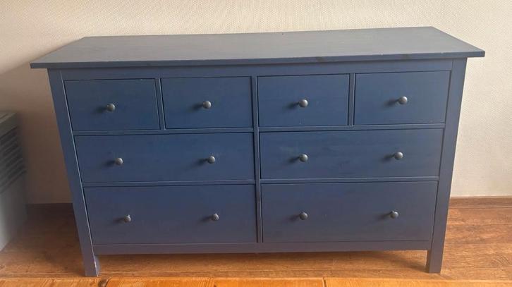 IKEA HEMNES ladekast 8 lades blauw, Huis en Inrichting, Kasten | Ladekasten, Gebruikt, Minder dan 100 cm, 150 tot 200 cm, 25 tot 50 cm