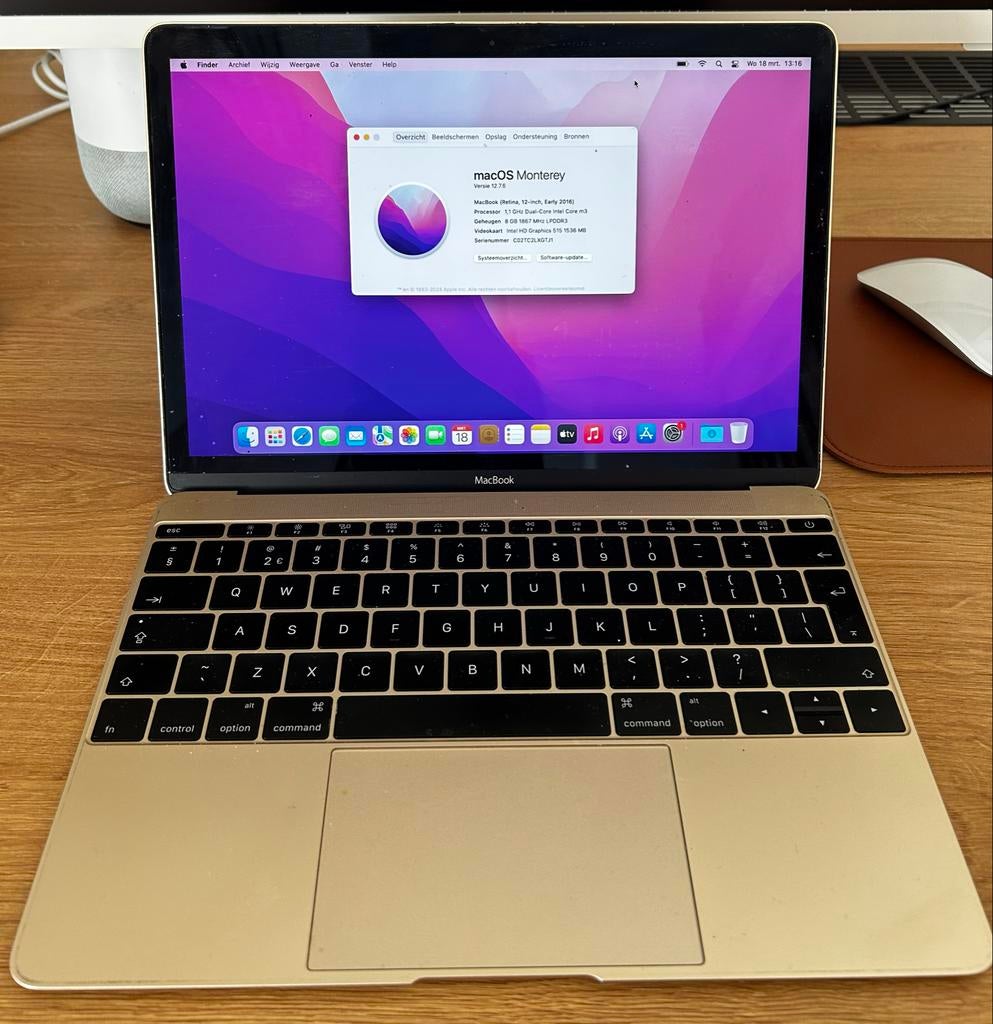 MacBook (Retina, 12-inch, Early 2016), Computers en Software, Apple Macbooks, Ophalen, Qwerty, 8 GB, Minder dan 2 Ghz