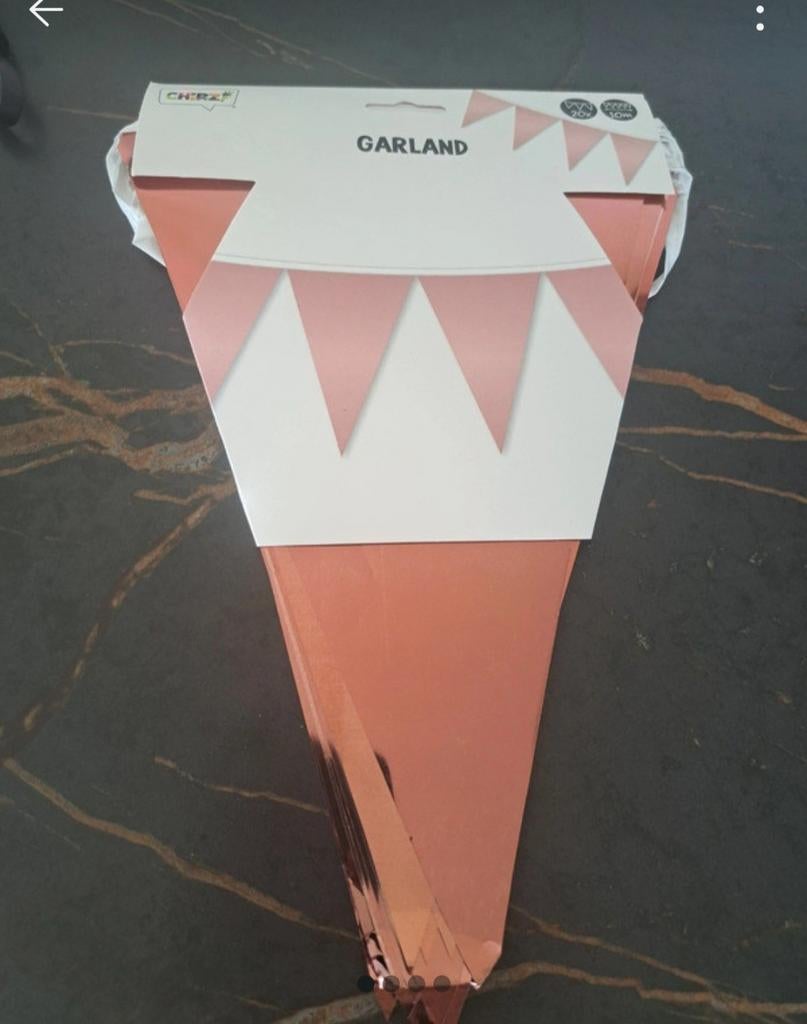 Nieuwe Roségouden Slinger - 10m, 20 vlaggetjes, Ophalen of Verzenden, Nieuw, Versiering, Overige