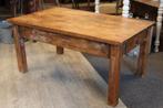 Brocante - Stevige salontafel, oud grenen!, Ophalen, Hout, Bruin, Gebruikt