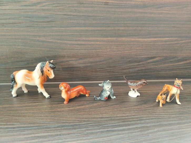 Goebel beeldjes: Paard, Kat, Hond, Teckel en Vogel, Verzamelen, Dierenverzamelingen, Gebruikt, Beeldje of Figuurtje, Hond of Kat