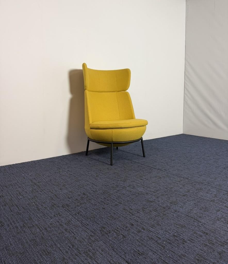 2 x Fauteuil Jonas Ihreborn Pod - okergeel - zwart frame, Ophalen, Gebruikt, 75 tot 100 cm, Stof