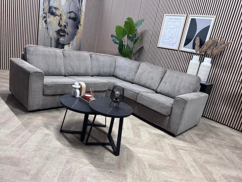 ZGAN Ribstof Hoekbank - Licht Bruin - 240 x 240