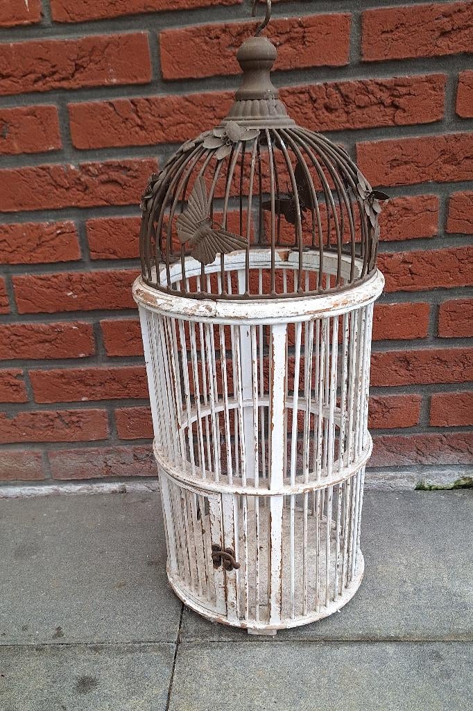 Vintage vogelkooitje, Dieren en Toebehoren, Vogels | Hokken en Kooien, Ophalen of Verzenden, Gebruikt, Hout, Vogelkooi