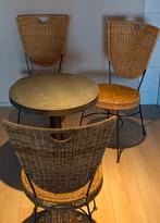 Vintage Bistro stoelen met ronde tafel, Tuin en Terras, Tuinsets en Loungesets, Ophalen of Verzenden, Gebruikt, Overige materialen
