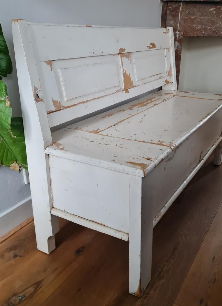 Houten klepbank, Minder dan 75 cm, Tweepersoons, Ophalen of Verzenden, Rechte bank