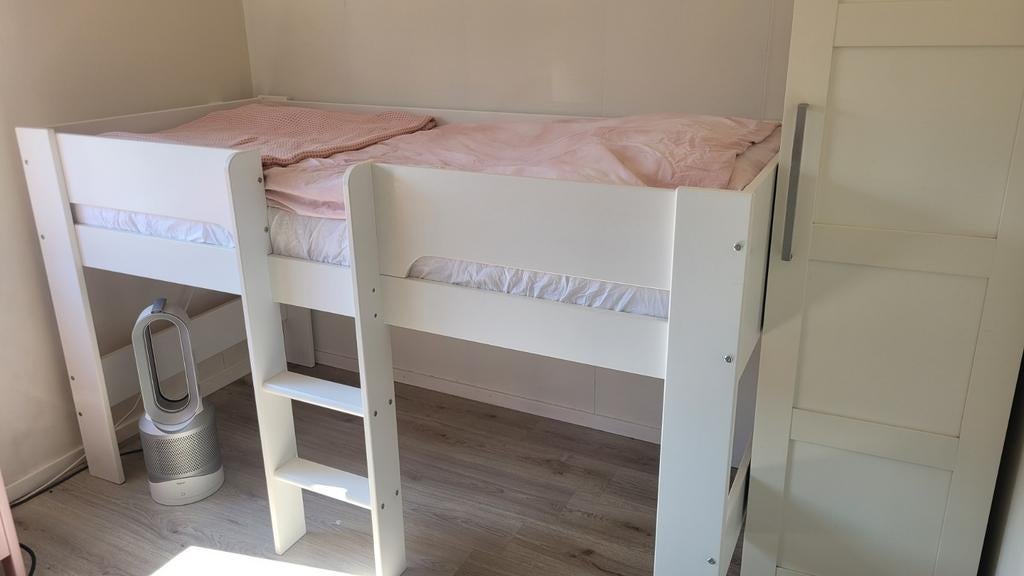 Half hoogslaper wit met mogelijk met kast, Ophalen, Gebruikt, Hoogslaper
